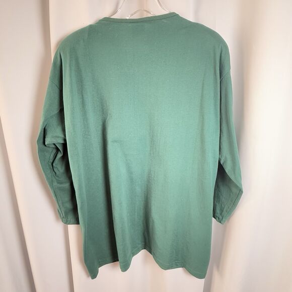 Vintage FOCUS Gold Lame Embroidered Studded Emerald Green Tunic Top One Size - Picture 5 of 5